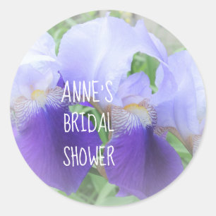 Redonda Iris Flower Bridal Shower Classic Round Pegatina