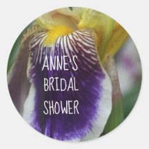 Iris Flower Bridal Shower Classic Round Pegatina