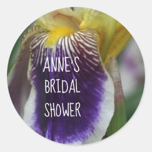 Redonda Iris Flower Bridal Shower Classic Round Pegatina