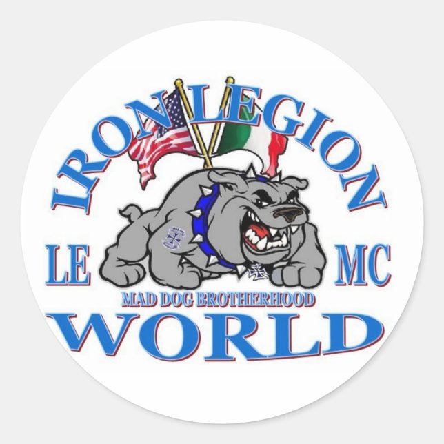 REDONDA IRON LEGION LEMC MAD DOG BROTHERHOOD PEGATINA (Anverso)