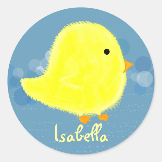 Redonda Isabella Cute Baby Chick Pegatina (Anverso)