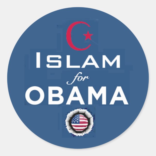 Redonda ISLAM Obama Pegatina (Anverso)