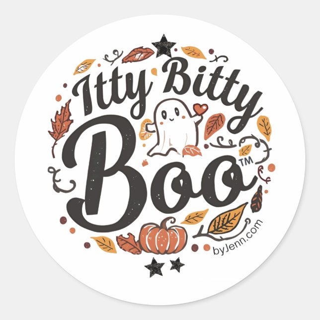 Redonda Itty Bitty Boo Pegatina (Anverso)