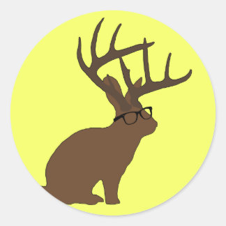 Redonda jackalope con pegatina de gafas