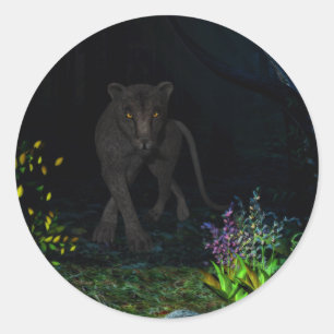 Redonda Jaguar negro en el Pegatina de los bosques