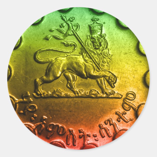 Redonda Jah Rastafari León del Pegatina de Judah (Anverso)