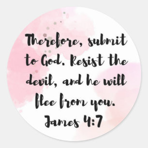 Redonda James 4:7 Biblia Verse Pegatina