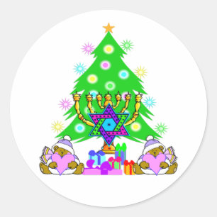 Redonda Jánuca y pegatina del navidad