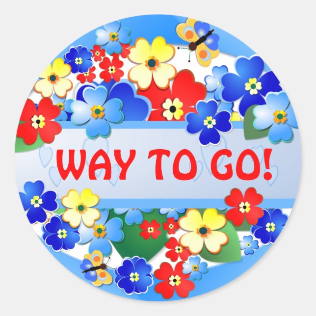 Redonda Jardín de flores ~ Pegatina de premio (Anverso)