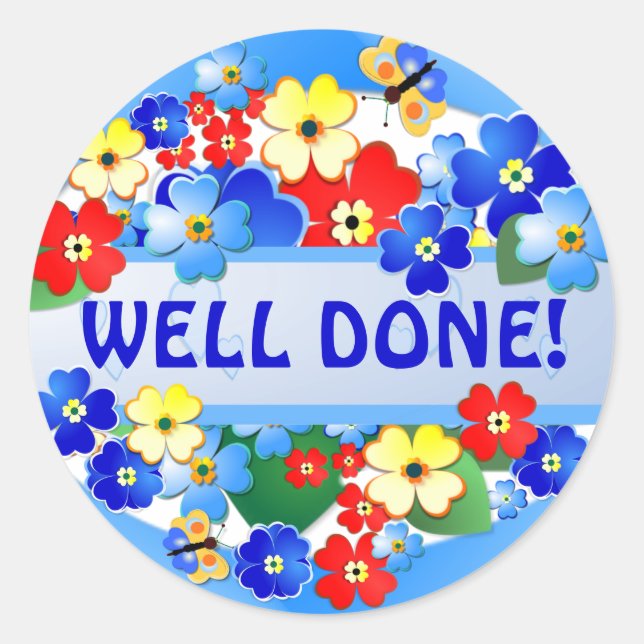 Redonda Jardín de flores ~ Pegatina de premio (Anverso)