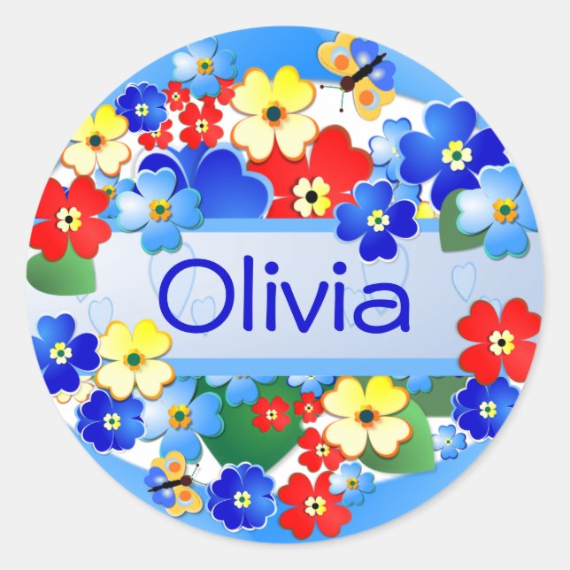 Redonda Jardín de flores ~ Pegatina de regalo (Anverso)