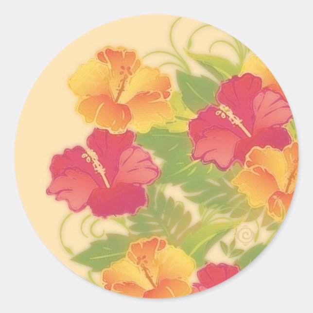 Redonda jardín de hibiscus ~ pegatina (Anverso)