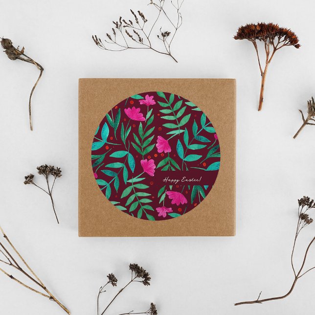 Redonda Jardín mágico - magenta y Pegatina verde de Pascua (Subido por el creador)