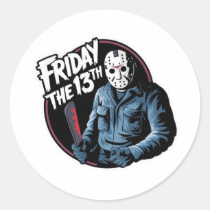 Redonda Jason Mask Viernes el 13° Pegatina - Spooky