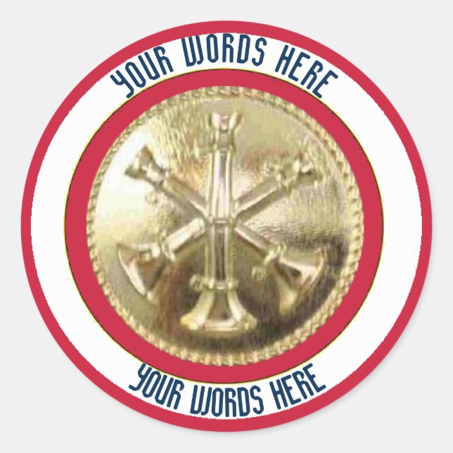 Redonda Jefe de Batallón 3 Pegatina Personalizado Bugle (Anverso)