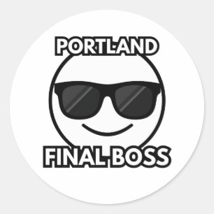 Redonda Jefe Final de Portland Cara Fría Emoji Pegatina