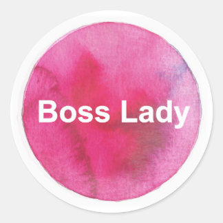 Redonda Jefe Lady Pegatina - Pegatina feminista, rosa grac