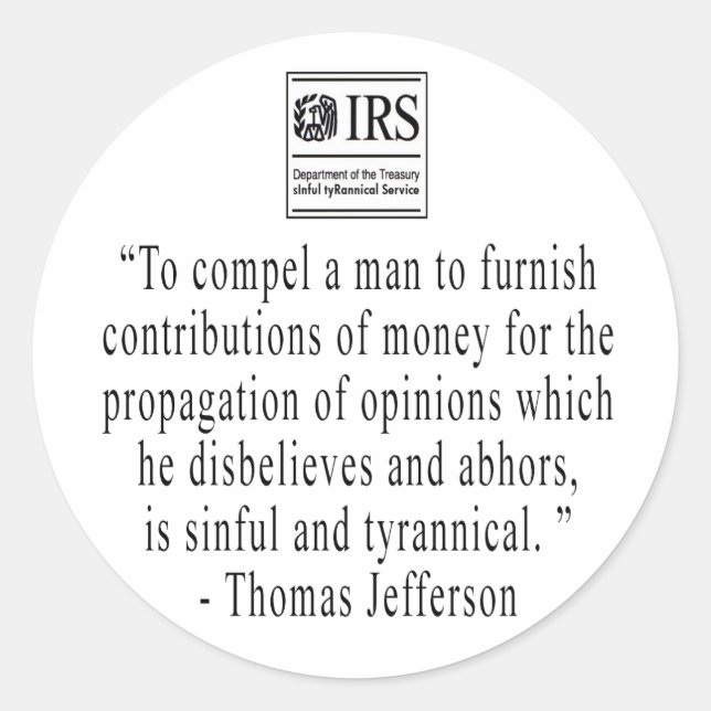 Redonda Jefferson Quote pegatina (Anverso)