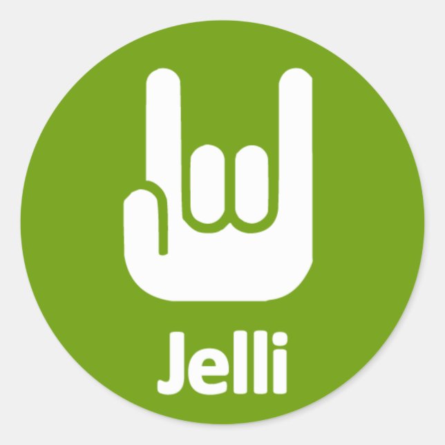 Redonda Jelli Pegatina - Manos rocosas (Anverso)