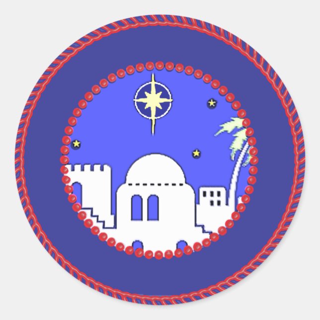 Redonda Jesse Tree Town of Bethlehem Pegatina (Anverso)