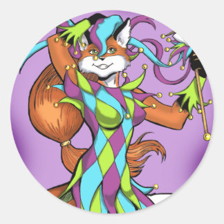 Redonda Jester Fox Pegatina