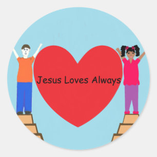 Redonda Jesús ama siempre al pegatina