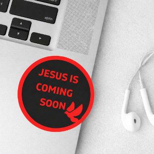 Redonda Jesús viene pronto _paloma roja Pegatina