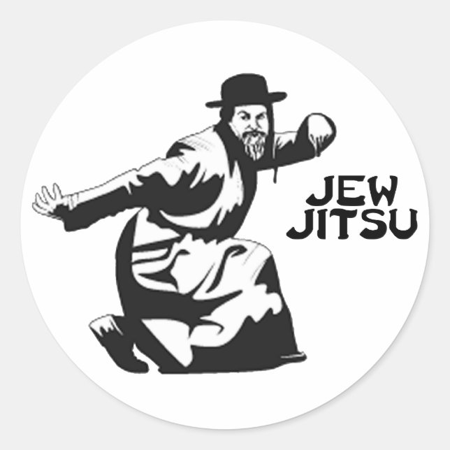 Redonda Jew Jitsu Pegatina | Judía Bar Mitzvah Regalos (Anverso)