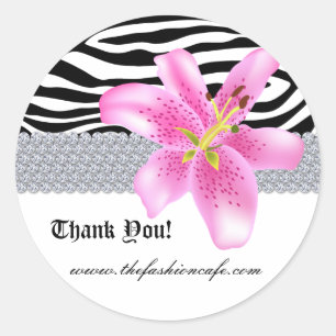 Redonda Jewelry Zebra Pegatina Lily Flower Gracias
