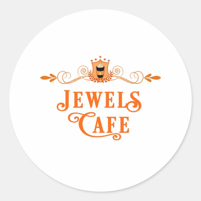 Redonda Jewels Cafe pegatina (Anverso)