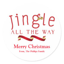 JINGLE ALL THE WAY Pegatina de campana de Navidad