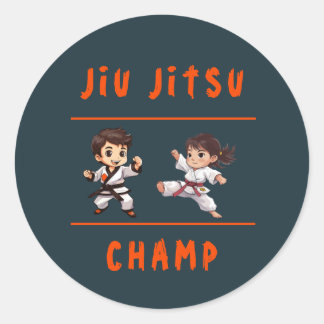 Redonda Jiu Jitsu Champ Pegatina del partido de cumpleaños