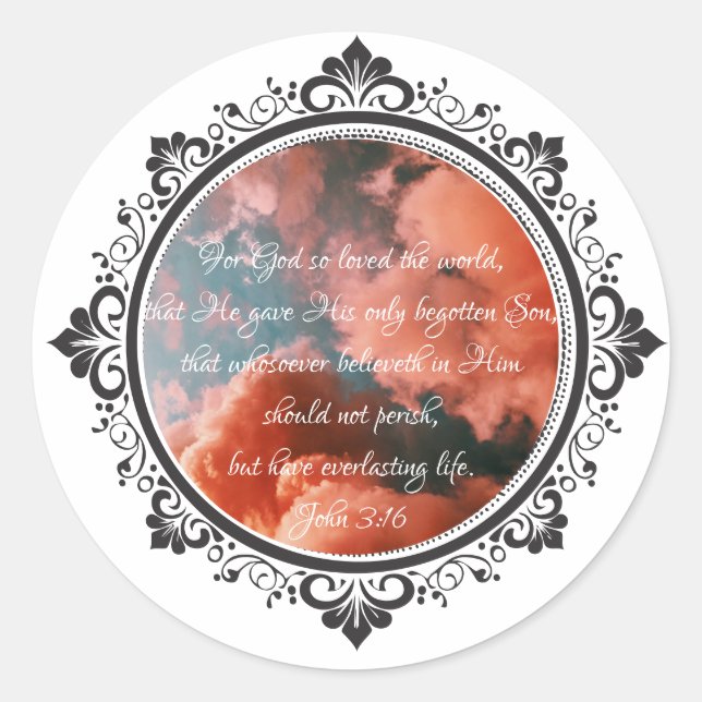 Redonda John 3:16 Classic Round Pegatina (Anverso)