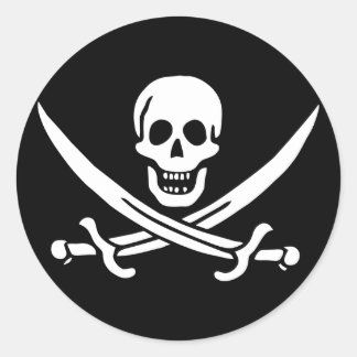 Redonda Jolly Roger Pegatina de bandera pirata