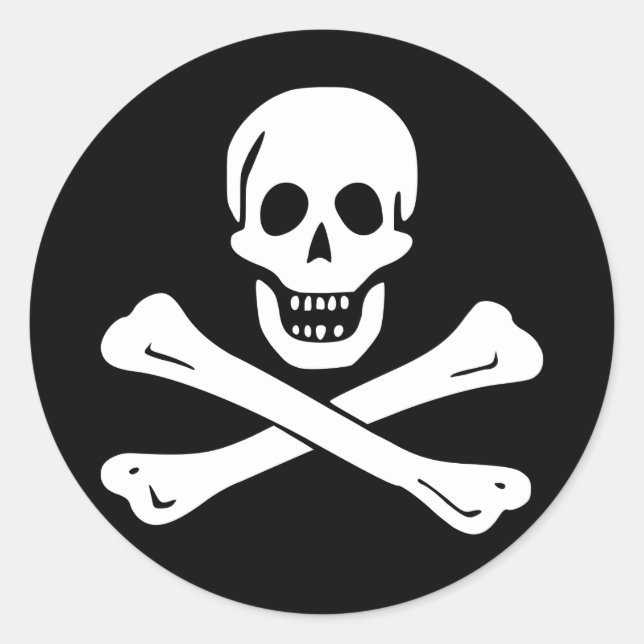 Redonda Jolly Roger Pegatina de bandera pirata (Anverso)
