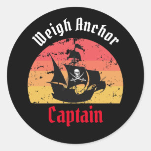 Redonda Jolly Roger Ship Sunset Classic Round Pegatina