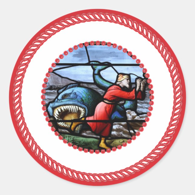 Redonda Jonah y Whale Jesse Tree Pegatina (Anverso)