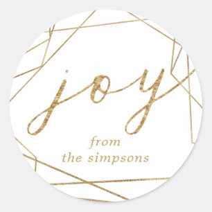 Redonda Joy Gold Geometric Holiday Classic Round Pegatina