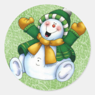 Redonda Joyous Snowman Pegatina