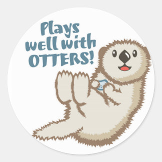 Redonda Juega bien con Otters Pegatina