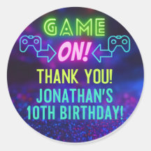 ¡JUEGO EN MARCHA! Pegatina de Neon Gaming – Cumple