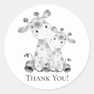 Redonda Jungle Giraffe Shower Gracias Por Favor Pegatina