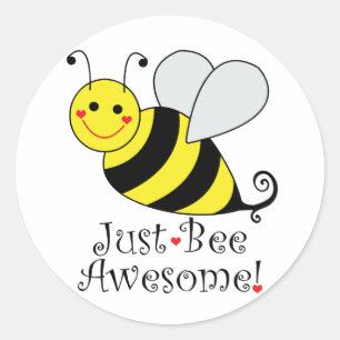 Redonda Just Bee Awesome Bumble Bee Classic Round Pegatina