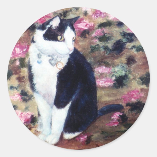 Redonda Kaboodles Cat Pegatina (Anverso)