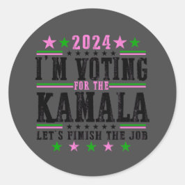 Redonda Kamala negra para Pegatina de campaña 2024
