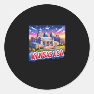 Redonda Kansas En Pegatina De Eeuu
