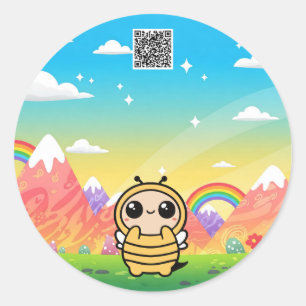 Redonda Kawaii Bee - Pegatina muy amable y caprichoso