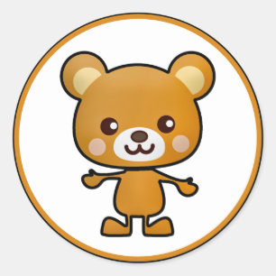 Redonda Kawaii Brown Bear_GC - Pegatina