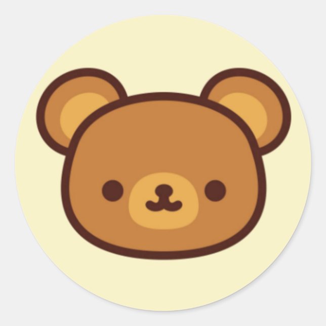 Redonda Kawaii Cute Bear Pegatina (Anverso)
