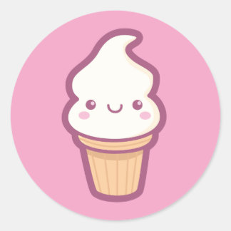 Redonda Kawaii Ice Cream Cone Pegatina